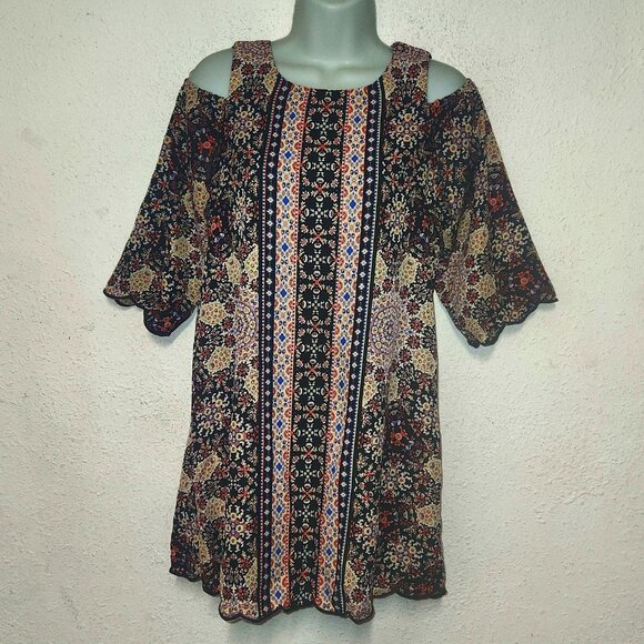 Lily Rose ** short dress, Black with colorful floral design in size XS - Picture 1 of 12